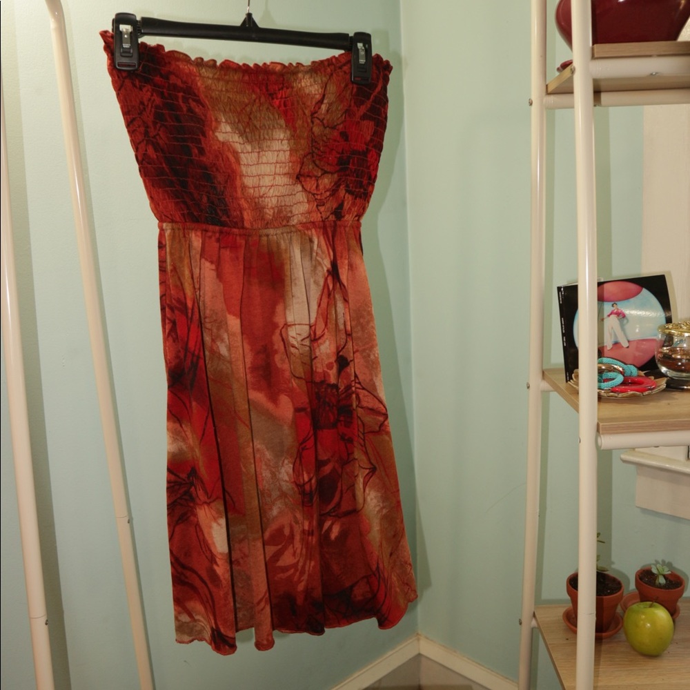 Strapless Flower Pattern Dress